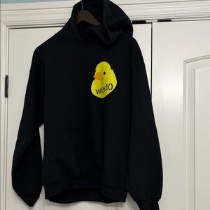 Black Hoodie with Yellow Duck Graphic